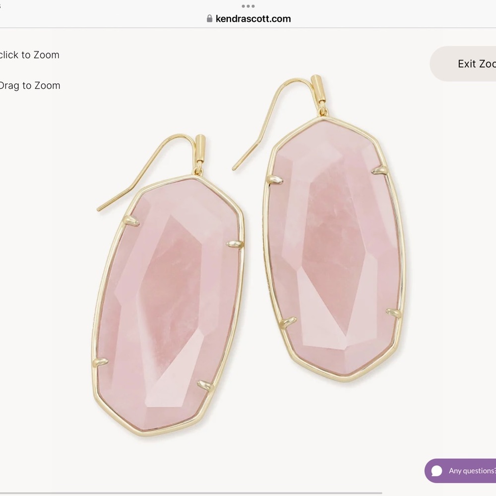 Kendra Scott faceted Danielle earrings, gold, rose quartz